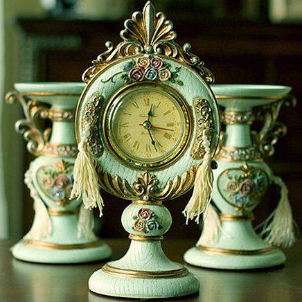 单面台钟/仿古创意时尚田园座钟树脂坐钟/玫瑰台钟/拨浪鼓形状,家居饰品,台钟/闹钟,淘宝优惠券,粉丝福利购,淘宝优惠卷