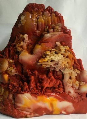 仿寿山石原石大摆件走马上任家居客厅办公室大石头装饰品树脂摆设