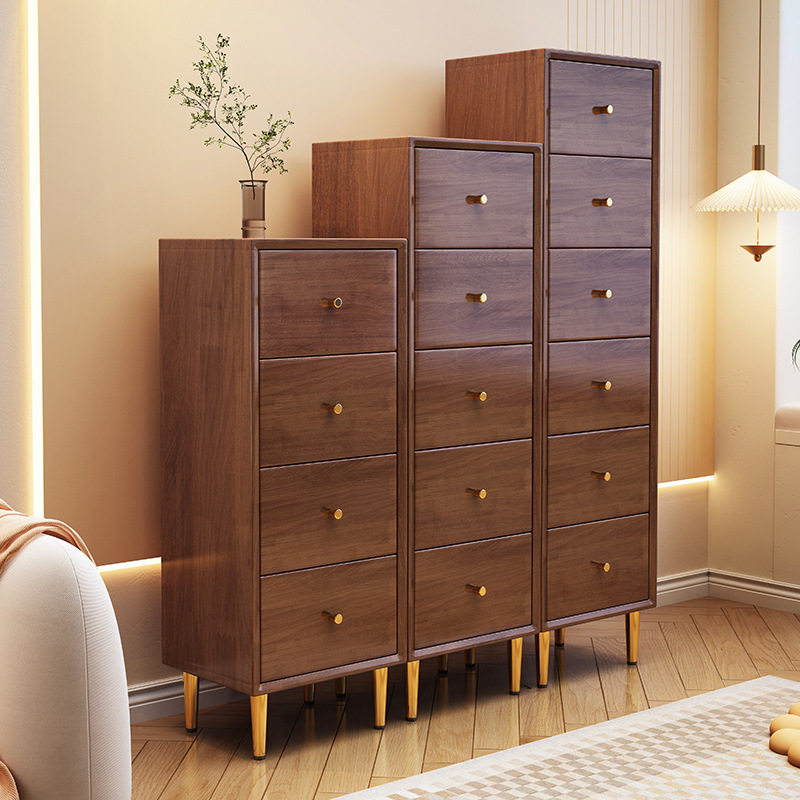 实木夹缝抽屉式收纳柜卧室五斗柜简约北欧床边储物柜超窄沙发边柜