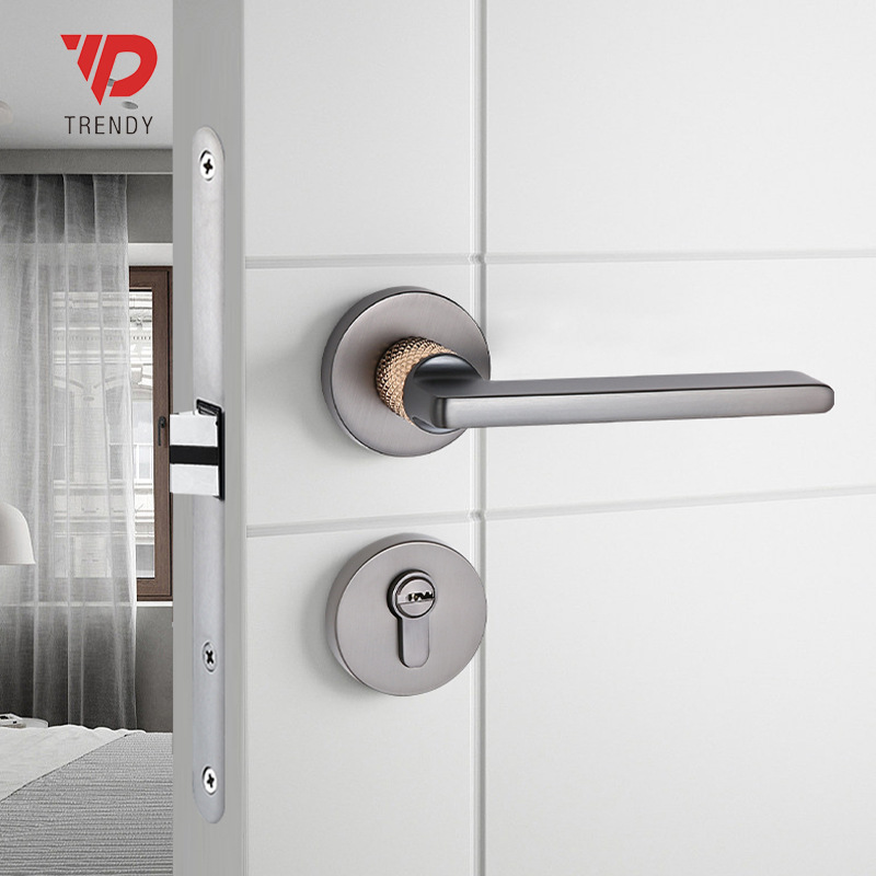 现代简约门锁 室内分体锁磁吸静音卧室房门锁实木门把手执手锁
