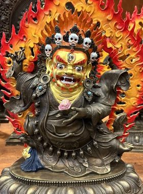 33CM纯铜青铜工艺二臂玛哈嘎啦东藏工艺