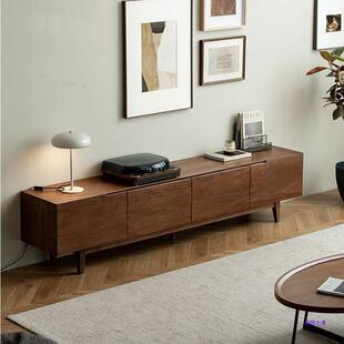 黑胡桃木落地电视柜北欧小户型视听柜现代简约客厅收纳家具