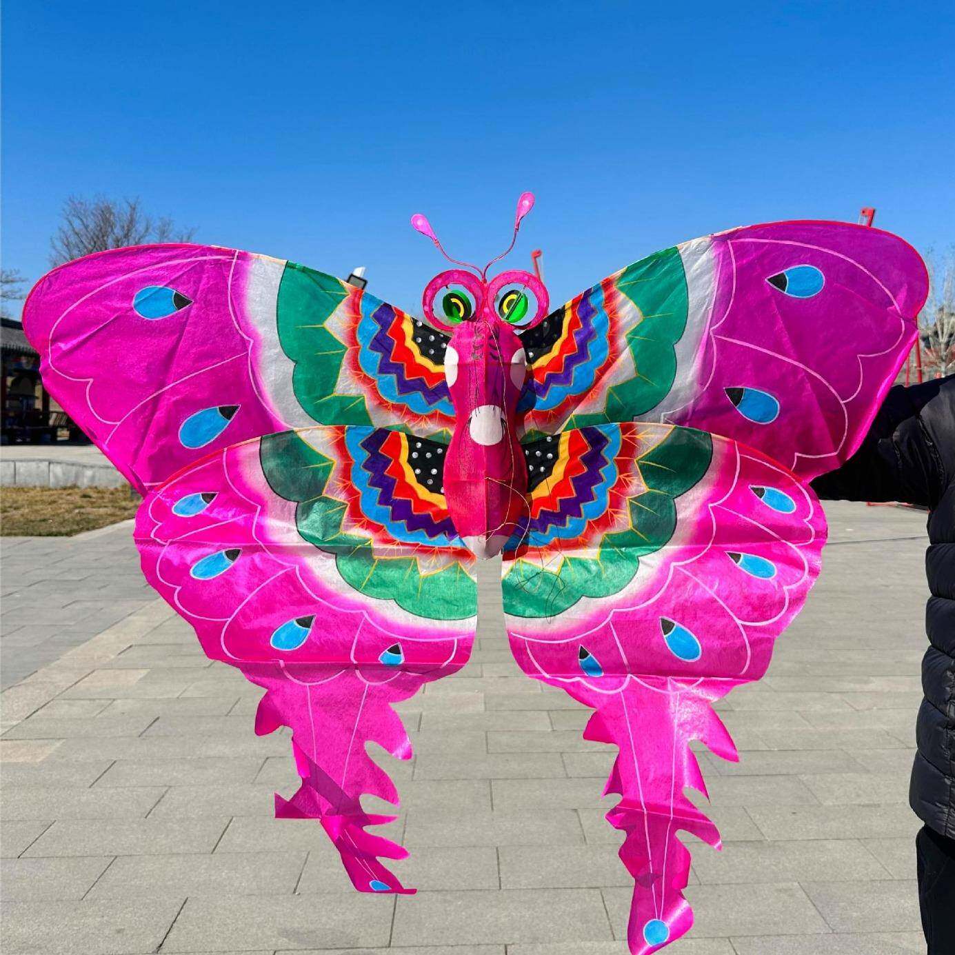 直销潍坊杨家埠恒兴义风筝立体蝴蝶粉蝶蚕丝手绘