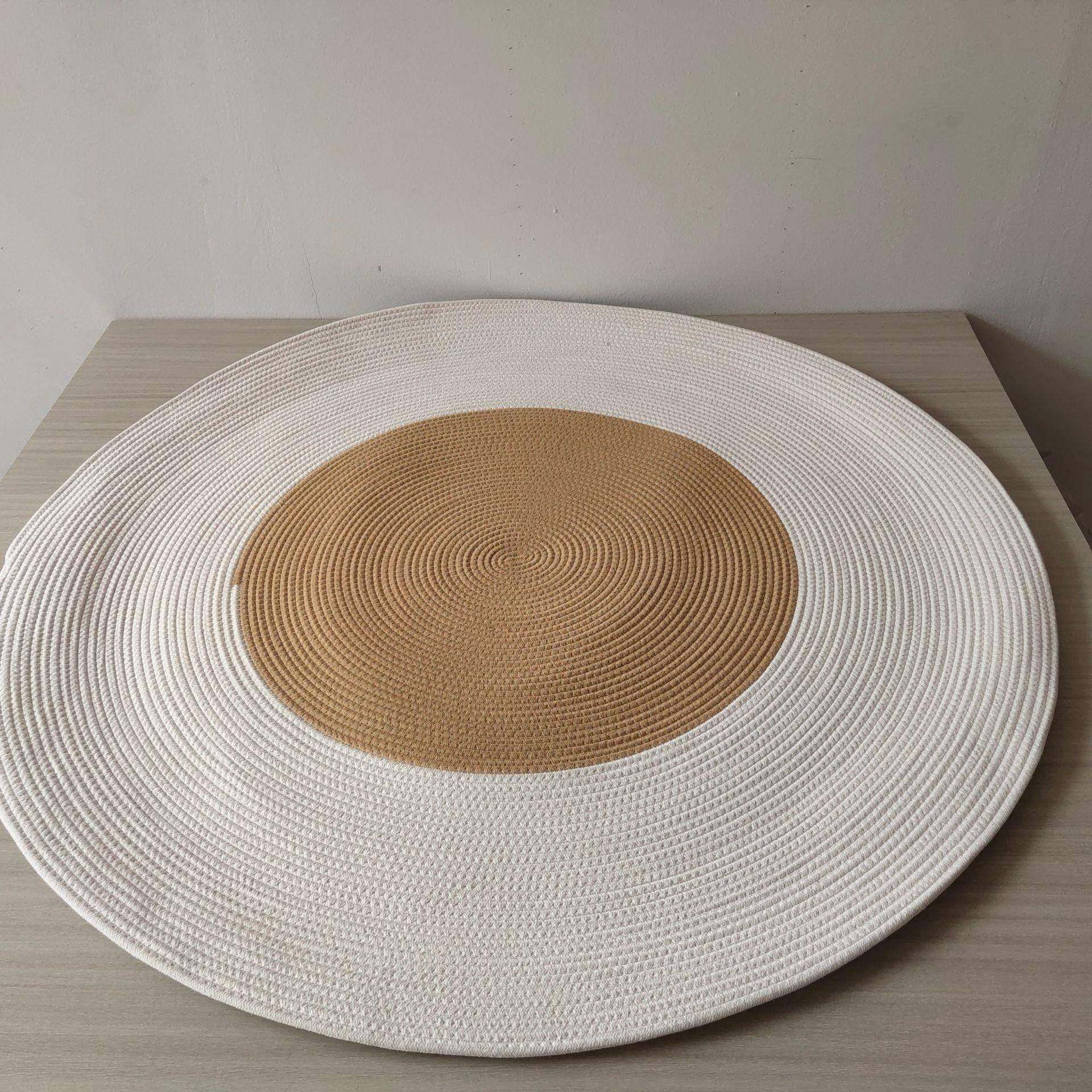 手工编织入户门垫圆形客厅卧室床边简约北欧棉线编织地垫,农用物资,其他肥料,淘宝优惠券,粉丝福利购,淘宝优惠卷