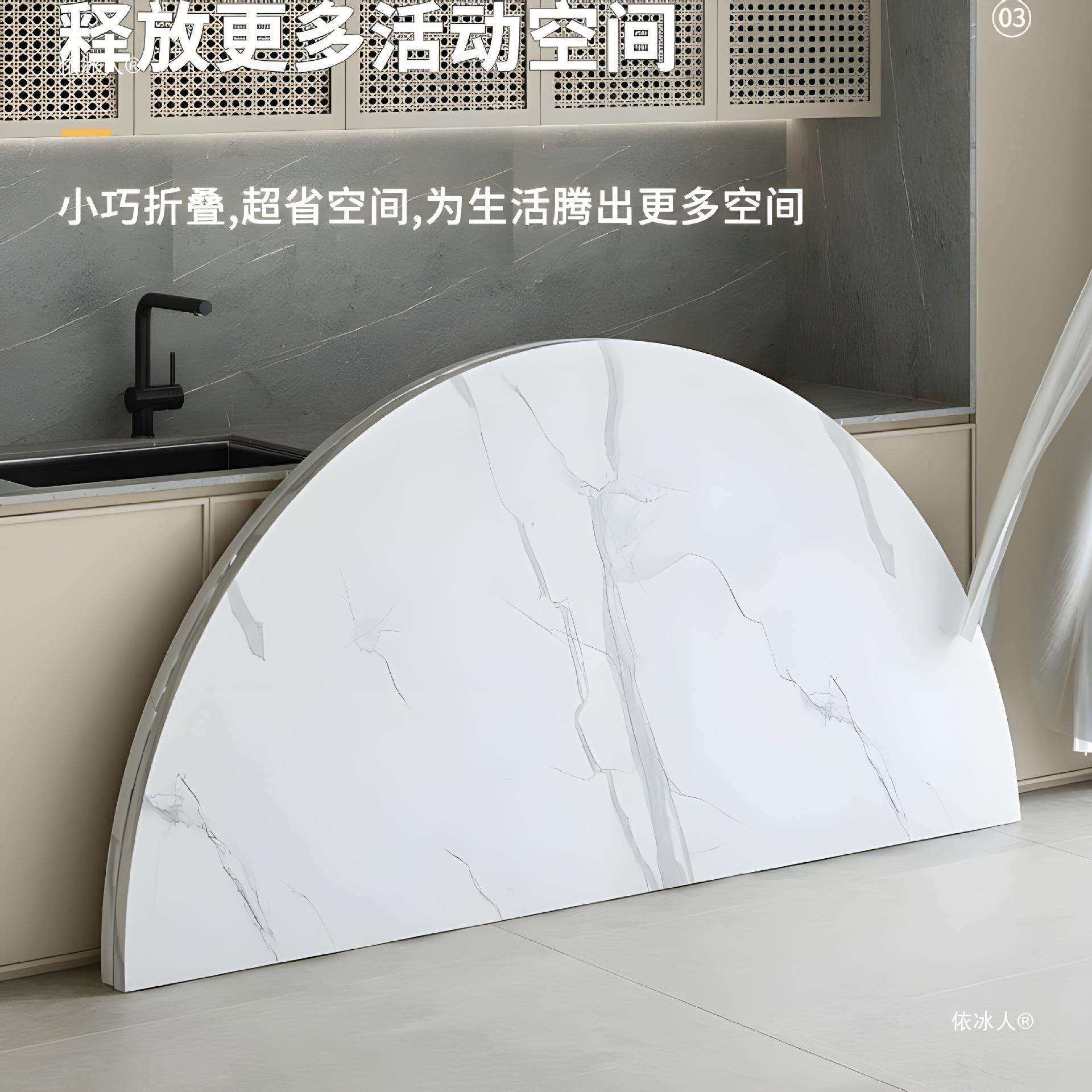折叠圆桌面板家用单独桌面圆形餐桌无腿桌板板面临时活动台面直HC