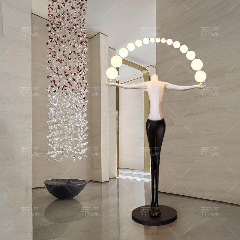 人形艺术雕像落地灯设计师酒店大堂售楼部大型人体装饰人物摆件灯