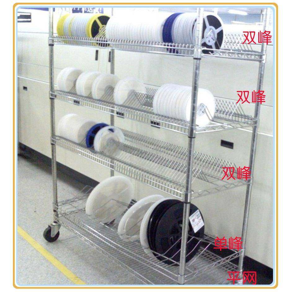 smt料盘架深圳广州电子厂车间防静电物料架三层双扶手推车带轮