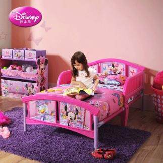 Delta儿童床简约拼接床汽车床男孩带护栏女孩公主床