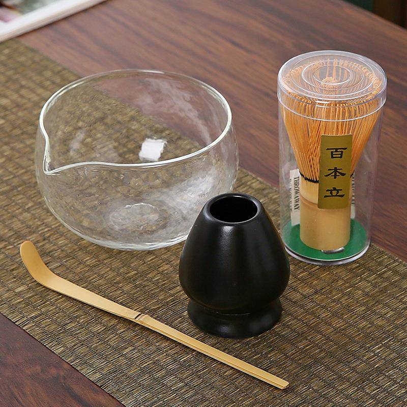 日式玻璃锤纹抹茶碗茶具套装茶筅抹茶刷百本立茶筅立组合宋代点茶