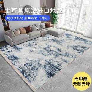土耳其客厅地毯简约轻奢高级可洗机织无胶卧室阳台床边威尔顿地毯