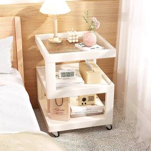床头置物架实木家用卧室简约现代创意小边几简易多功能储物收纳柜
