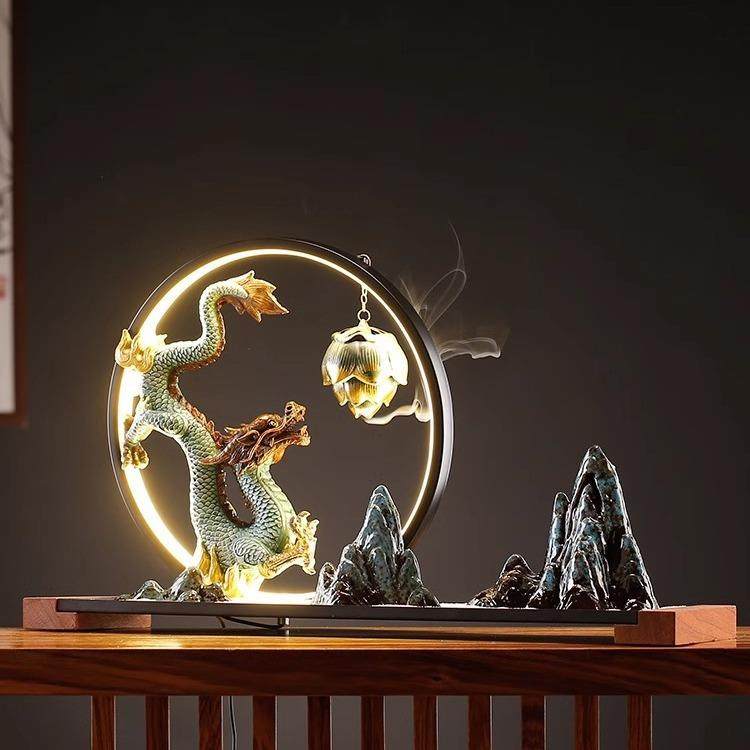 千里江山灯圈龙摆件创意沙盘假山造景办公室客厅玄关招财装饰摆设,纺织面料/辅料/配套,纺织机械配件,淘宝优惠券,粉丝福利购,淘宝优惠卷