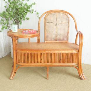新款复古风阳台真藤椅茶几组合一体椅子靠背椅子茶桌椅懒人沙发