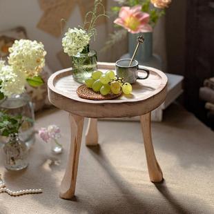 装饰花盆小花架复古实木凳子小茶几置物摆设阳台庭院花盆拖架