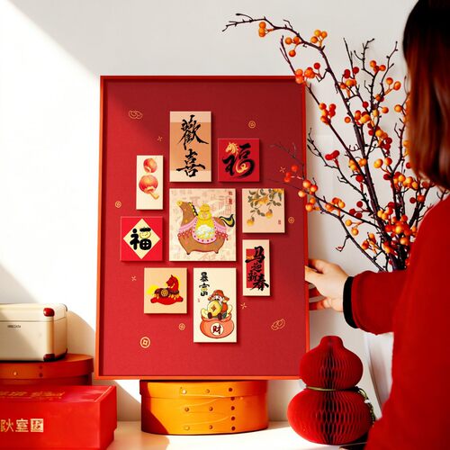 马迎新春新年装饰画2026新款寓意好氛围布置客厅挂画玄关斗柜摆画