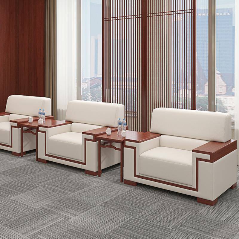 成都贵宾接待会议沙发商务洽谈办公室接待室真皮沙发单人位茶几组