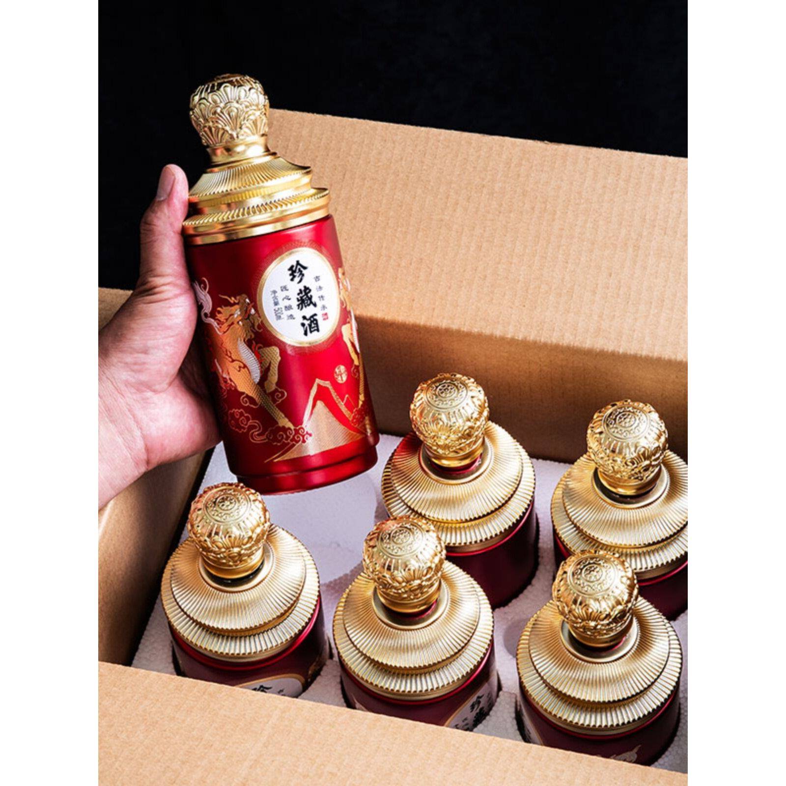 覆古酒瓶空瓶商业高端0.5公斤酒罐全套礼盒密封包装少量定制Logo