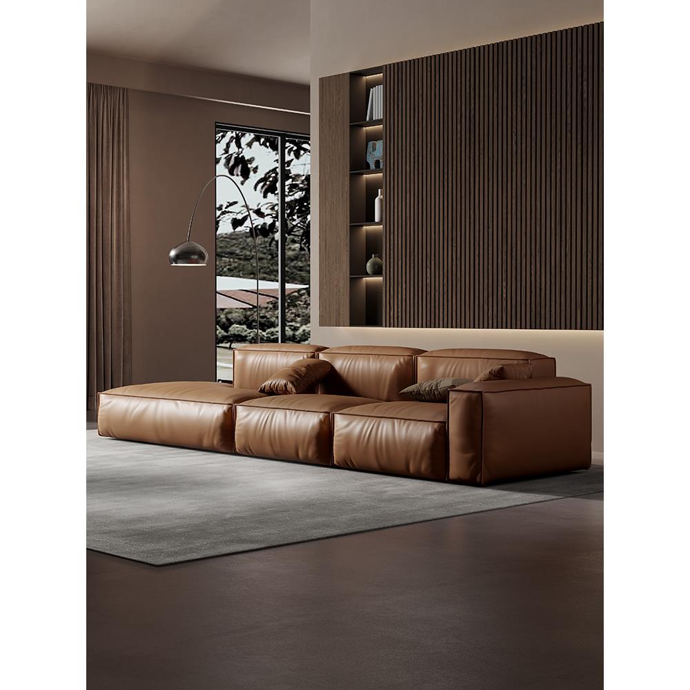 意大利豆腐块真皮沙发层牛皮小公寓现代Normcore自由模块组合客厅