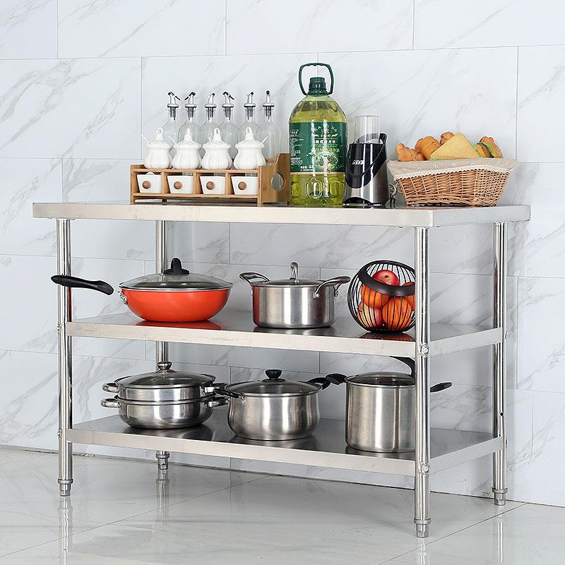 不锈钢置物架打荷台切菜桌饭店台案板灶台收纳打包三层工作台厨房