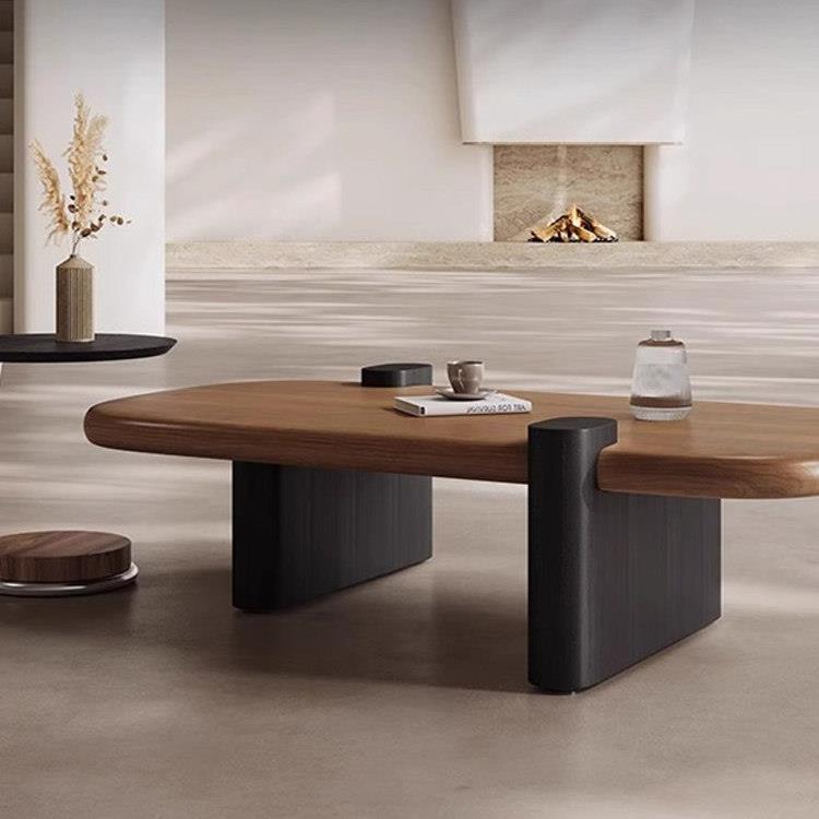 中古风极简实木茶几组合意式覆古高级感现代简约小户型客厅家用桌