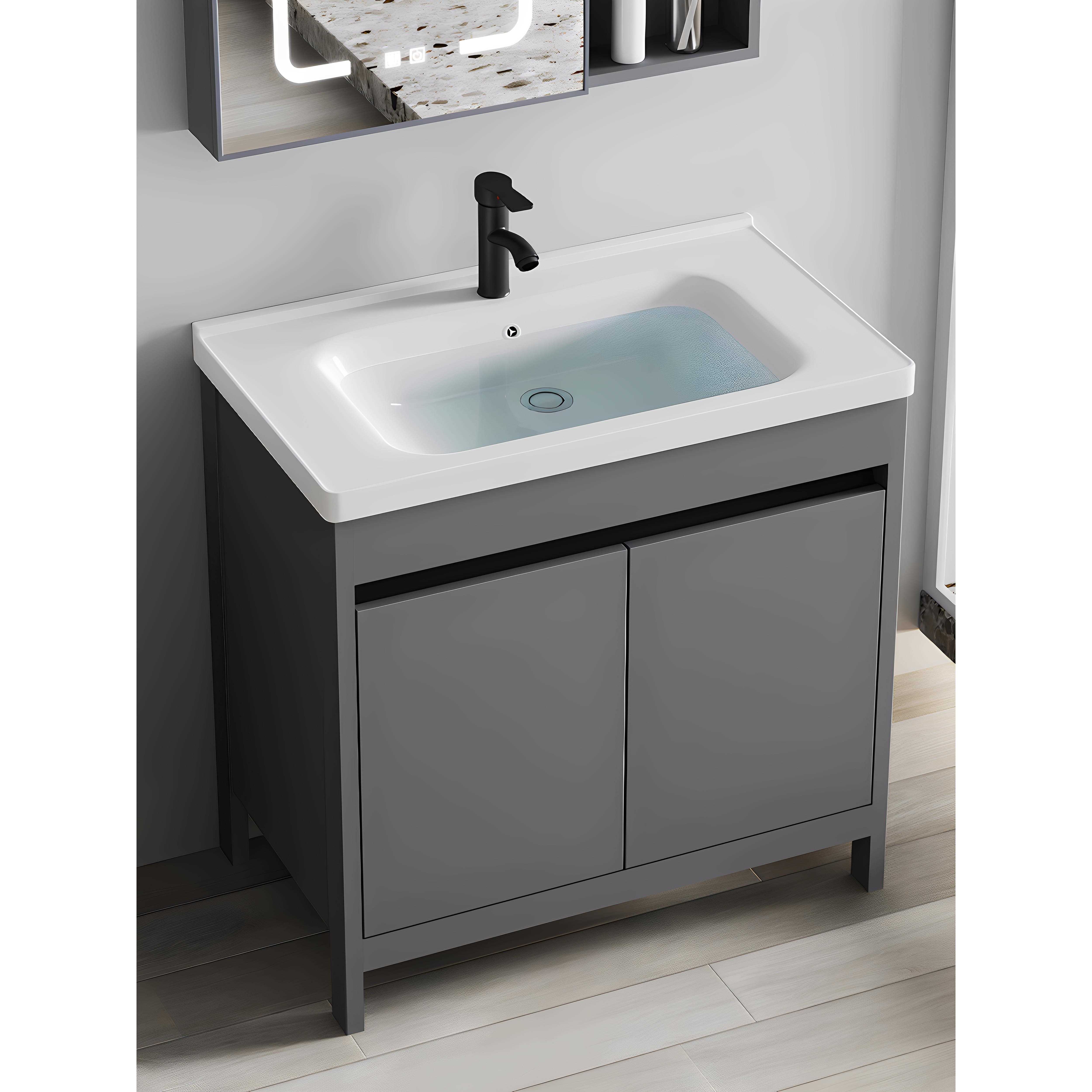 太空铝落地式浴室柜现代简约一体卫生间洗漱台洗脸盆洗手盆柜组合