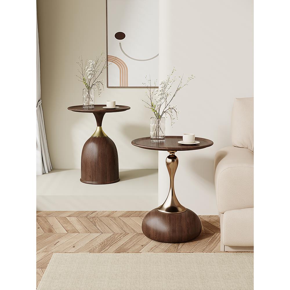 中古风沙发边几移动茶几卧室阳台迷你复古小桌子简约床头柜圆几