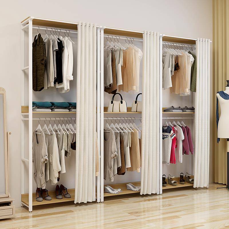 简易衣柜简约北欧开放式组装租房宿舍收纳大衣柜经济型铁艺衣帽间
