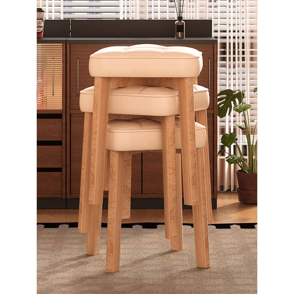 实木椅子家用餐桌凳子小户型客厅原木板凳可叠放餐厅商用软包餐椅