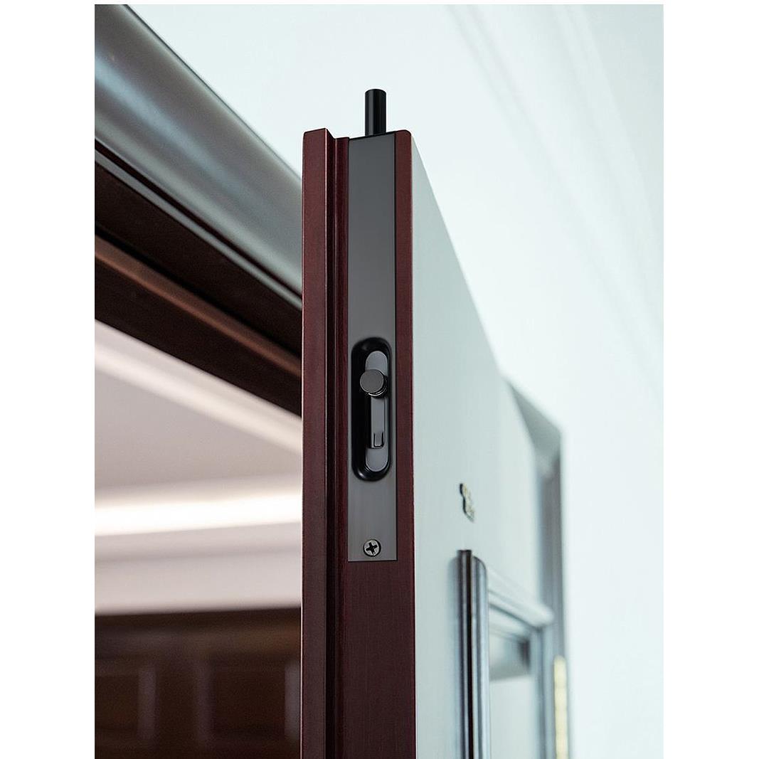 黑色不锈钢天地插销木门子母门暗插销双开门隐藏式上下插销门栓锁