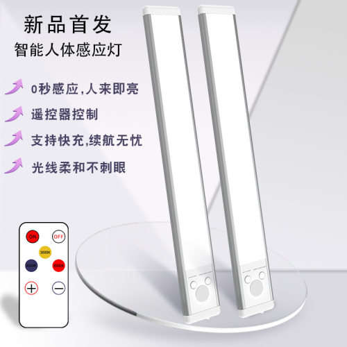 跨境led感应灯可遥控橱柜灯充电磁吸长条小夜灯台灯衣柜灯条灯带