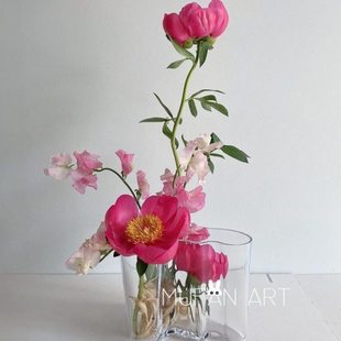 创意简约家居客厅桌面摆件湖泊玻璃花瓶餐厅装饰高级插花花器