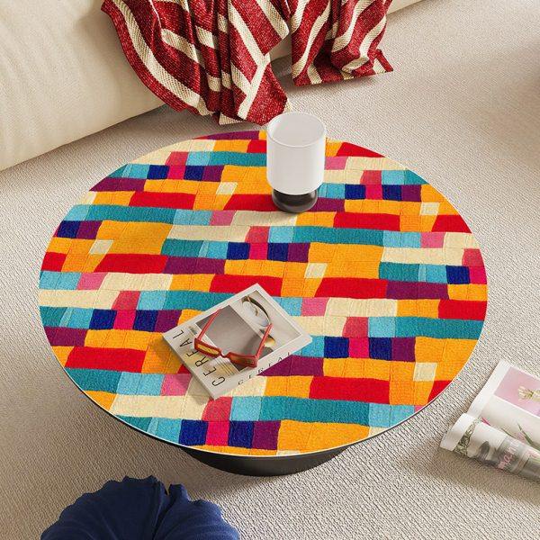 圆茶几桌垫彩色多巴胺桌布氛围感桌面保护垫防水防油免洗圆桌垫子,居家布艺,茶几垫,淘宝优惠券,粉丝福利购,淘宝优惠卷