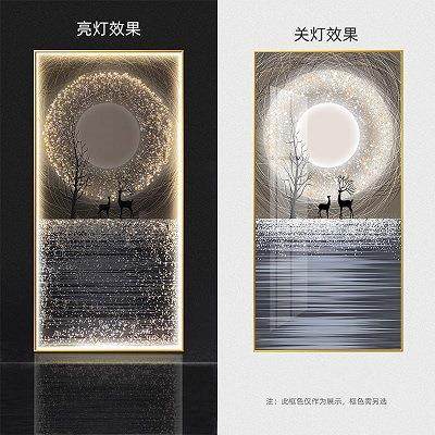 LED灯星空麋鹿玄关装饰画现代轻奢客厅走廊过道灯画高端入户挂画