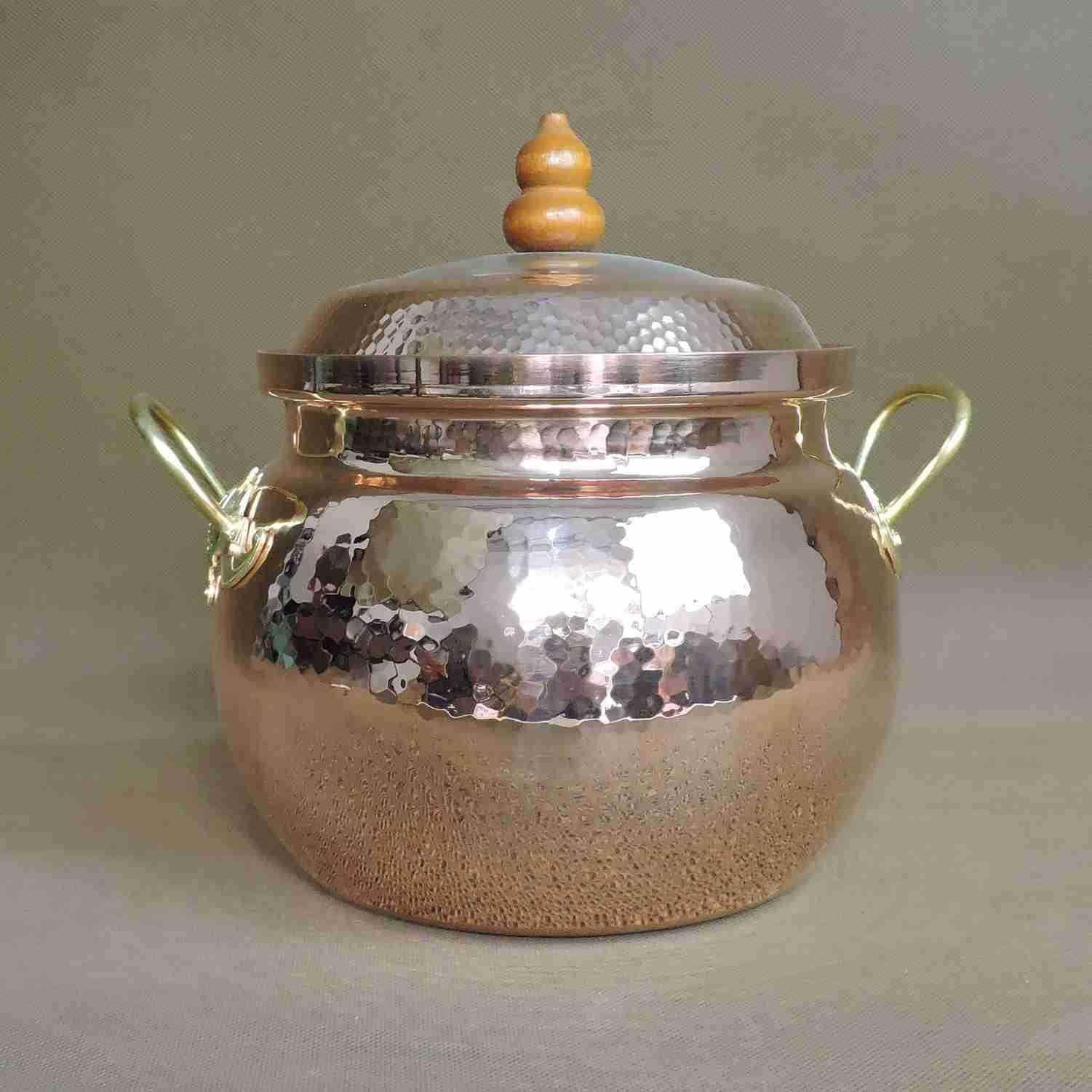 全铜原色福禄寿电磁铜煲汤炖汤蒸汽电碳两用铜火锅鸳鸯涮锅