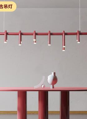 北欧复古U型圆吊灯设计师款现代客厅餐厅卧室样板房长条红色灯具