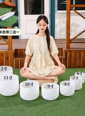 6-14寸石英水晶钵432HZ专业颂钵静心冥想钵音疗愈钵音碗拍单