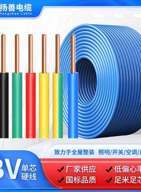 供应国标纯铜单股铜芯硬线电线BV1.52.54610平方家装电源线