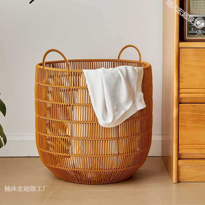 浴室洗衣篮卧室脏衣筐仿脏衣篓藤编脏衣篮脏衣服收纳筐防水筐