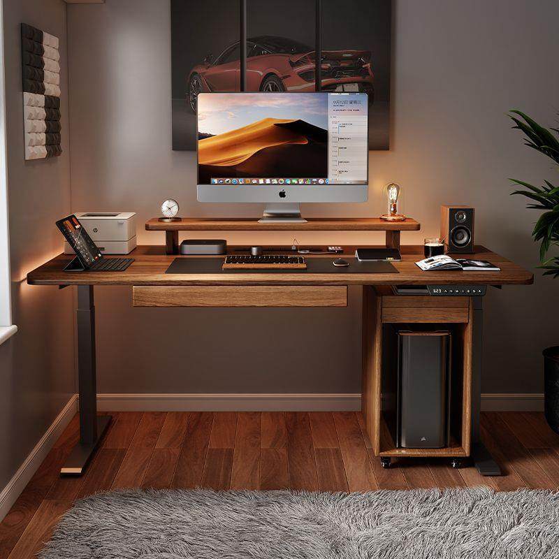 纯实木电动升降桌电脑桌办公桌智能双电机工作台胡桃木色学习书桌,收纳整理,烫衣板及配件,淘宝优惠券,粉丝福利购,淘宝优惠卷