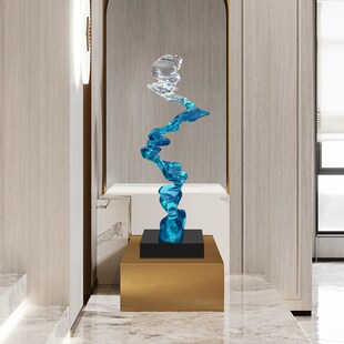 冉冉上升现代抽象透明轻奢高级雕塑样板间客厅电视柜入户玄关摆件