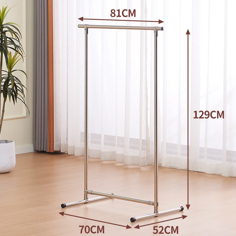 晾衣架不锈钢单杆挂衣架子家用阳台落地晒被子加粗加厚可移动室内