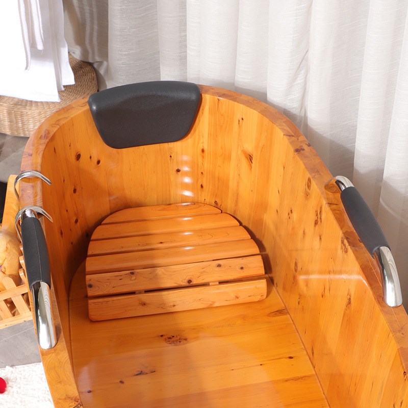 悦享香柏木泡澡洗澡沐浴桶老年人矮款扶手实木浴桶