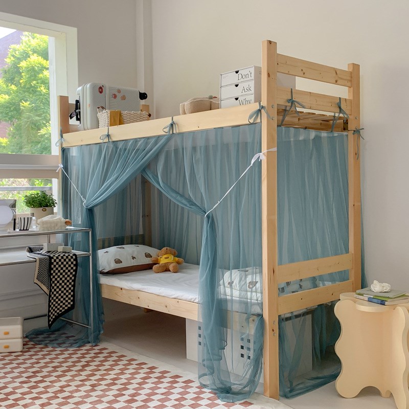 2024新款学生上下铺蚊帐宿舍架子床遮光绑绳免安装一体式寝室单人