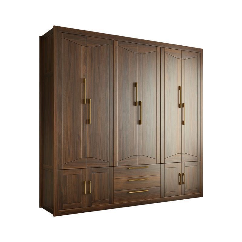 新中式乌金檀木纯实木衣柜卧室开平移46门大容量衣橱现代家用收纳