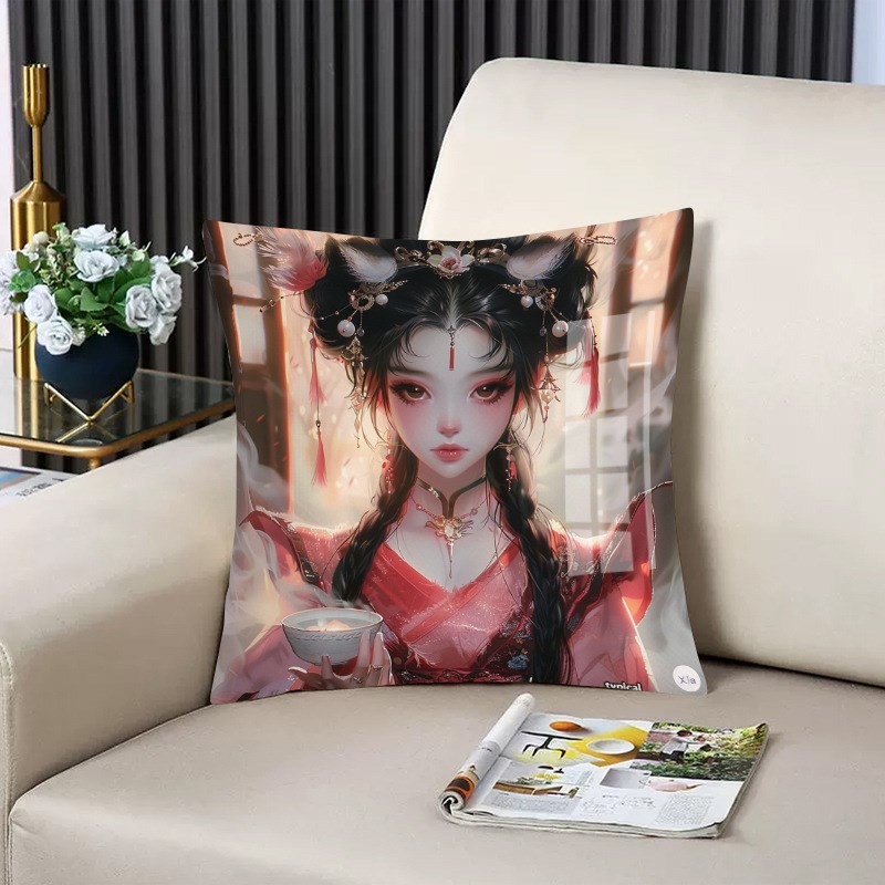 古风美女新款十字绣抱枕枕套靠枕沙发卧室车上自己绣满绣