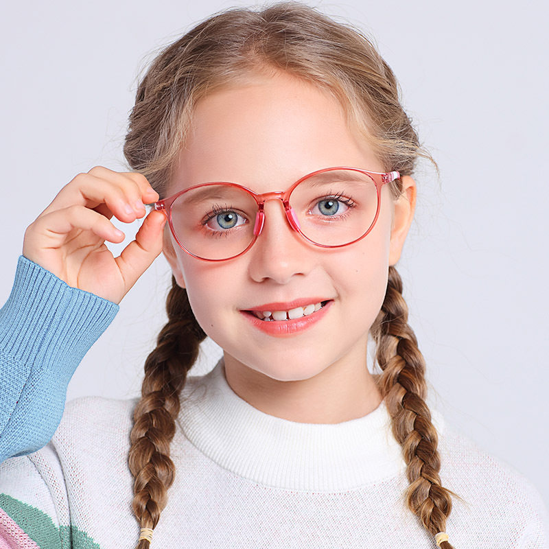 新款防蓝光眼镜儿童镜平光无度数圆形框TR90软框款厂家批发52911