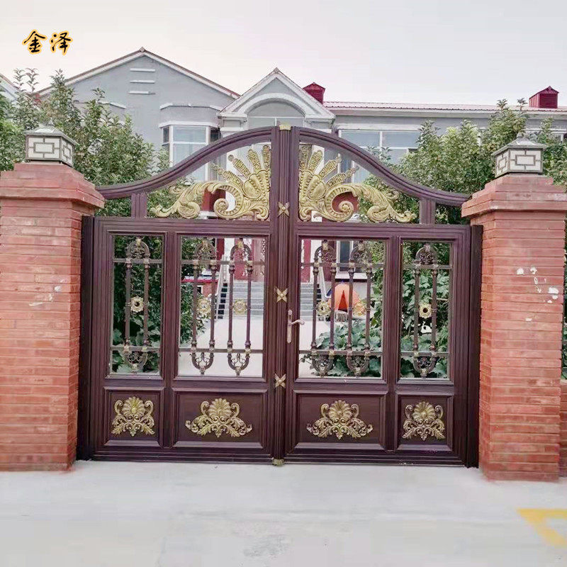 厂家供应铝艺大门庭院铝合金艺术门电动推拉门款式新颖防盗