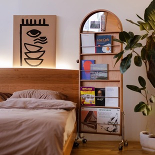 杂志镜樱桃木可移动穿衣镜实木落地试衣镜家用镜子全身镜现代简约