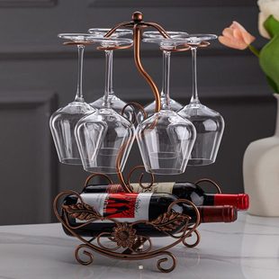 红酒架新款葡萄酒杯收纳架高脚杯架子倒挂放酒置物架家用创意摆件
