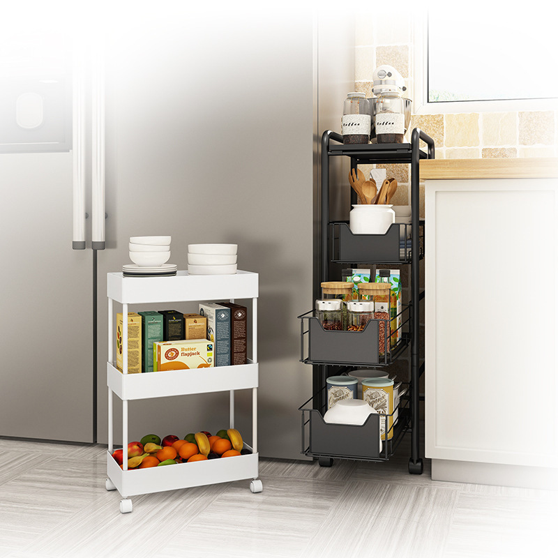 收纳置物架卫生间浴室夹缝厨房窄柜冰箱洗衣机客厅落地式缝隙架子